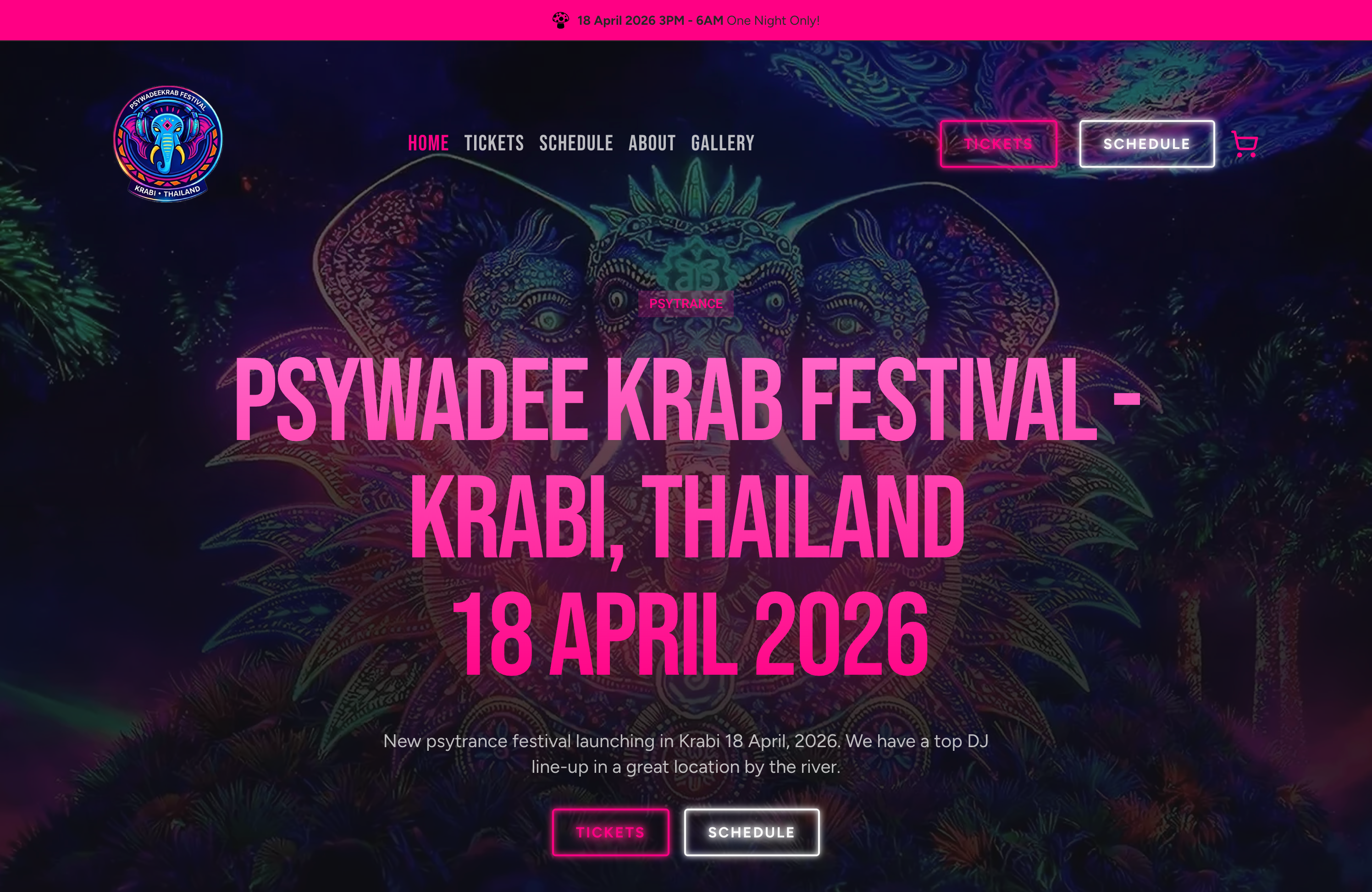 Psywadee Krabi Festival website screenshot